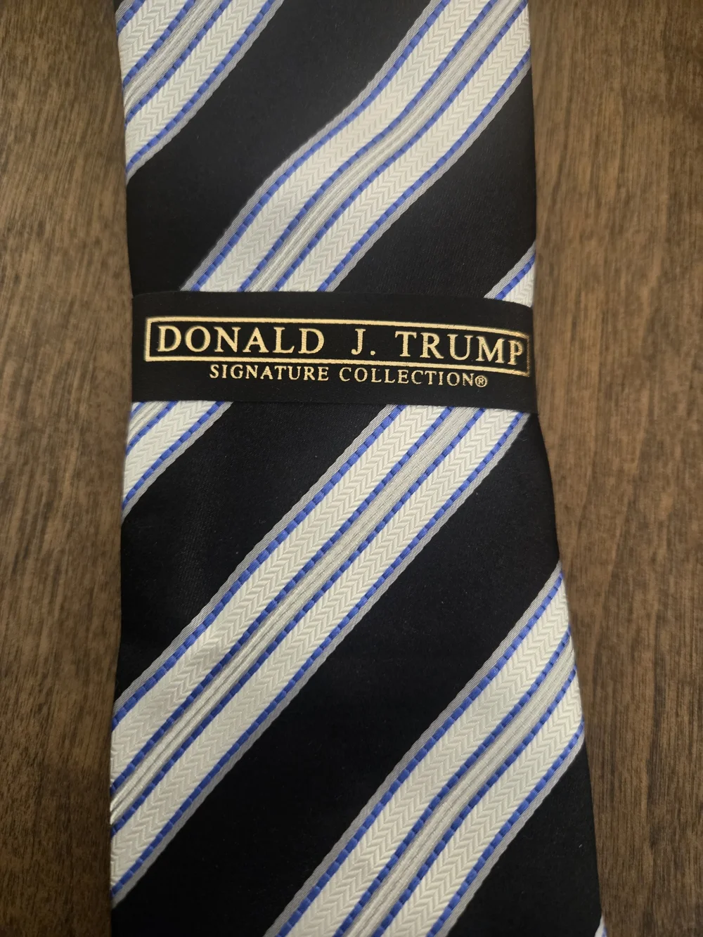 Donald J. Trump Men's Navy and White Striped Tie